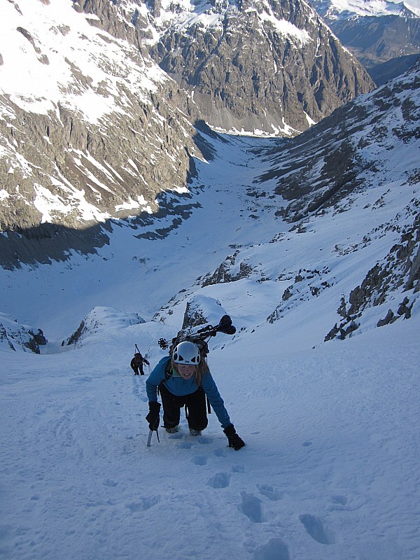Couloir Nord Rauche Faurio : Le soleil se lève...