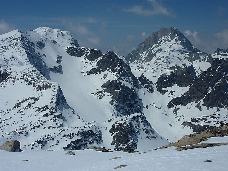 Paysage au sommet : Pointe d'Ambin, Pointe Sommeiller, Rognosa d'Etache et col du Grand Cordonnier