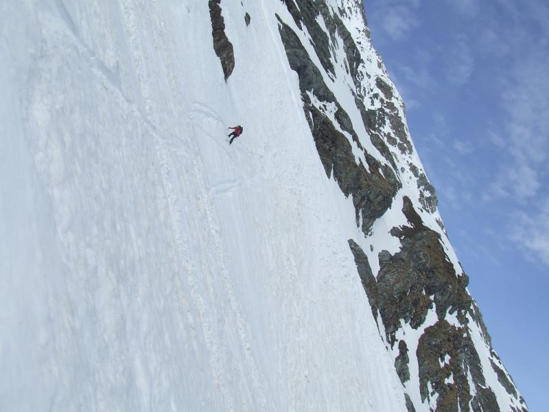 Col du midi de Bellecote : Punaise que c'est raide, ya bien 55° dans cette pente :-))