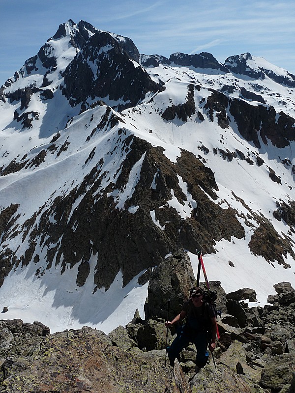 Thierry. : Devant la Cime Est,le St-Robert et le Gélas et sa face NO.