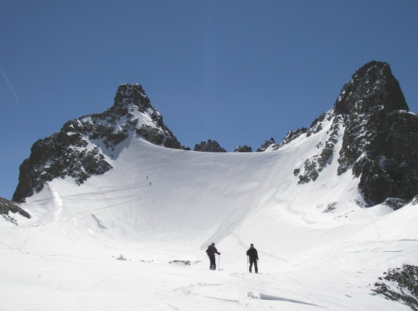 col du Vallon de Lanchatra : De gauche à droite : le col du Vallon de Lanchatra, la Pointe Buisson et la Pointe Royer