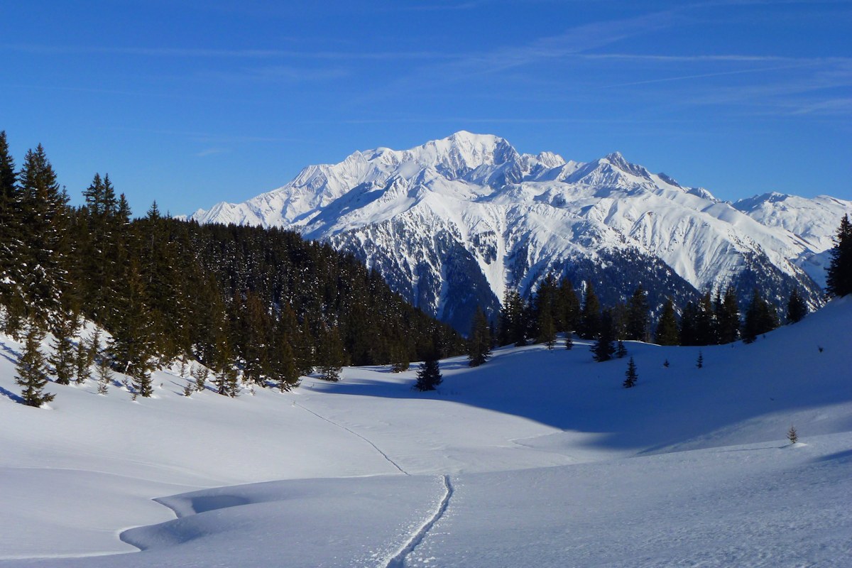 Au niveau du lac 1917 m : Le Mont Blanc dans toute sa splendeur.