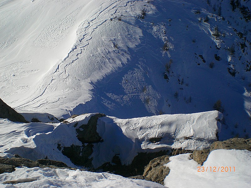 Col de la Trancoulette : Le col de la Trancoulette vu depuis le sommet de la Roche Jaune.