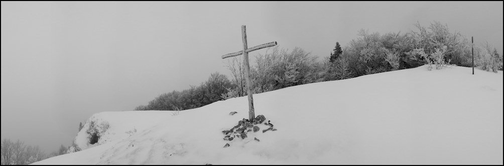 la croix du sommet : en sortie de forêt