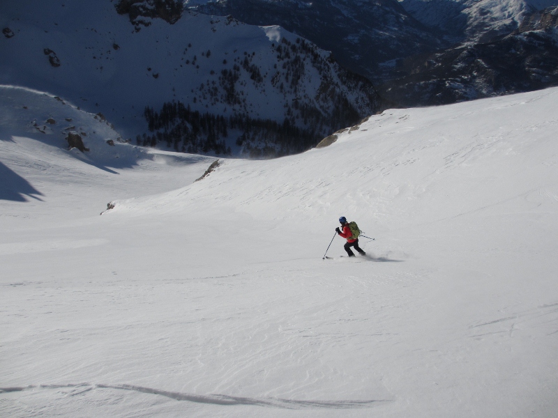 Descente : de la crête serre Chapelle.