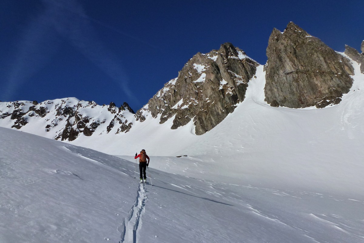 Sous la brèche de Vallorin : La dernière montée du jour.