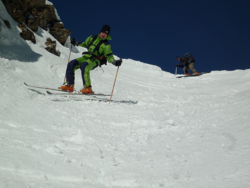 Couloir Sud Golette de l'Oule : Jean Marc + à l'aise avec les skis aux pieds ;o)