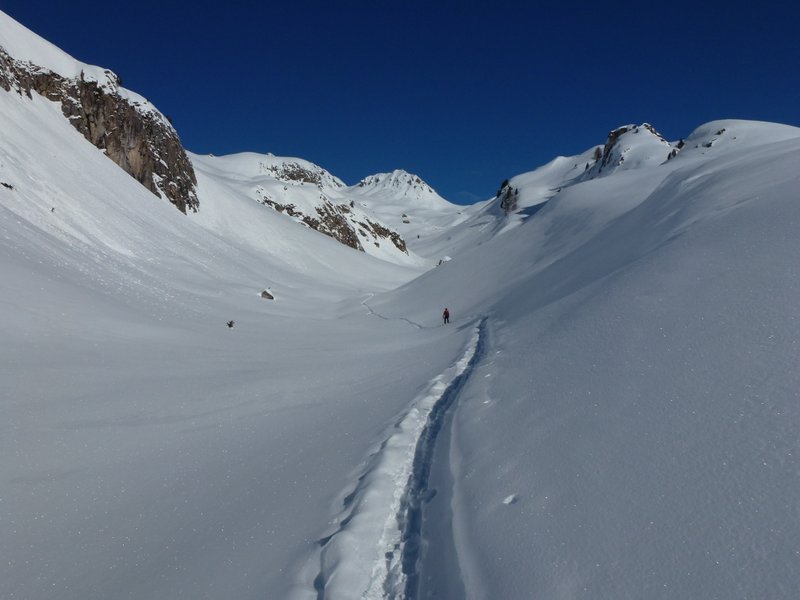 Col du Mt Rosset : Montée vers le col du Mt Rosset (on ne dirait pas mais la neige est infecte)