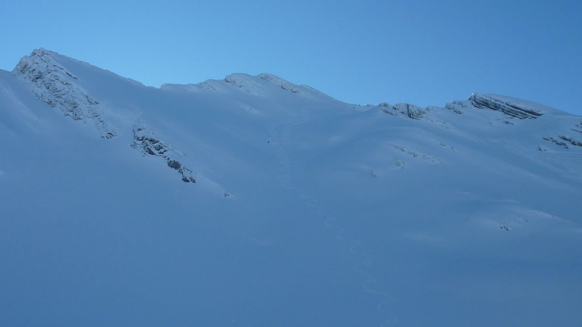 Tete Pelouse N directe : la chance et le privilège de faire la 1ere trace du jour sous le sommet. incroyable dans ce Prabert local !