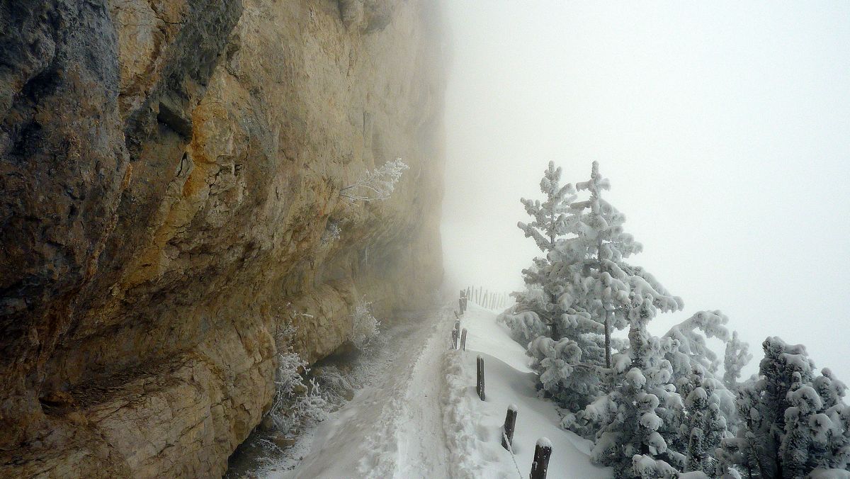 Vire finale : ce dernier passage est toujours aussi beau, meme dans le brouillard