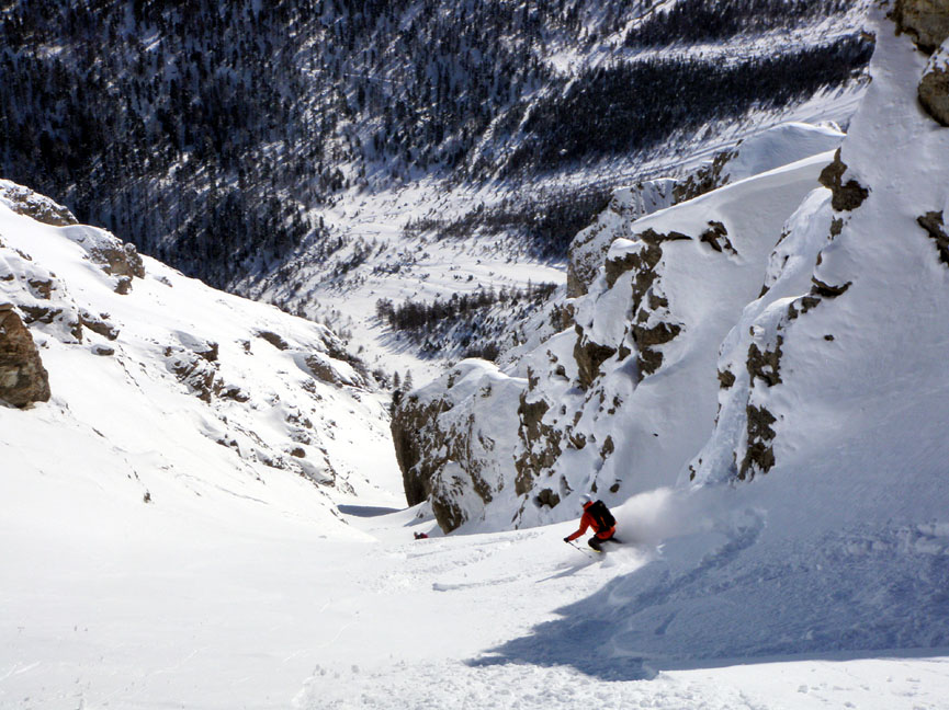 Couloir du Petit Puy : Mika s'élance