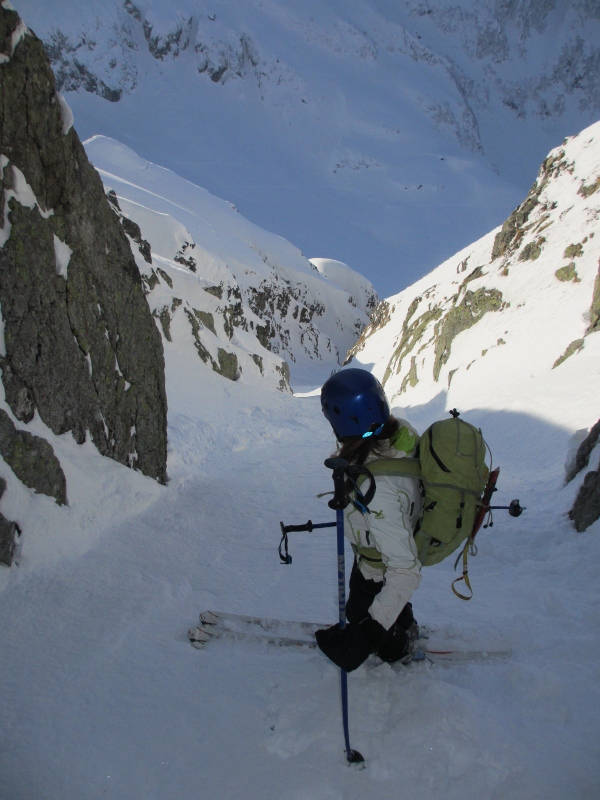 Couloir des Grandes Lanches : Marion sous l'étroiture.