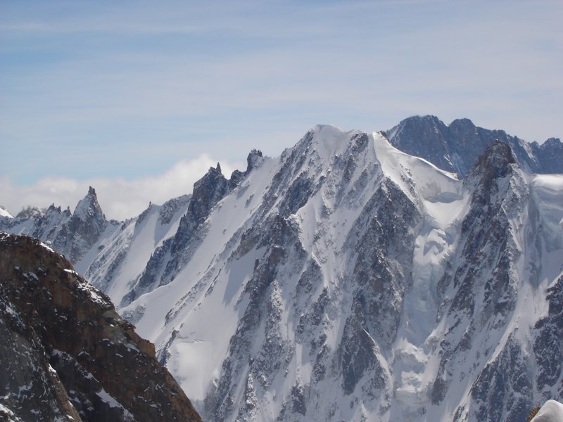 Les Courtes : Beau point de vue sur la NE des Courtes, le couloir de l'Aiguille Qui Remue, le col des Cristaux...