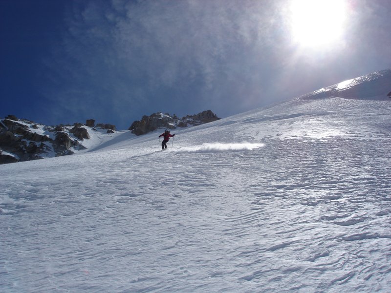 Descente de la Bosse : Le passage raide est fini. Court mais bon...