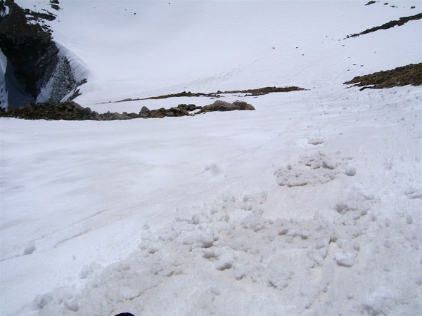 Tête de Sanguinière : col du "Petit Valoar" vue de la pente sommitale E.