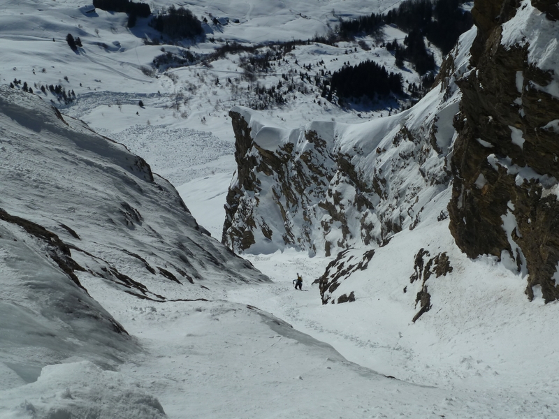 Couloir sud du Repère : Le premier tiers pas très raide.