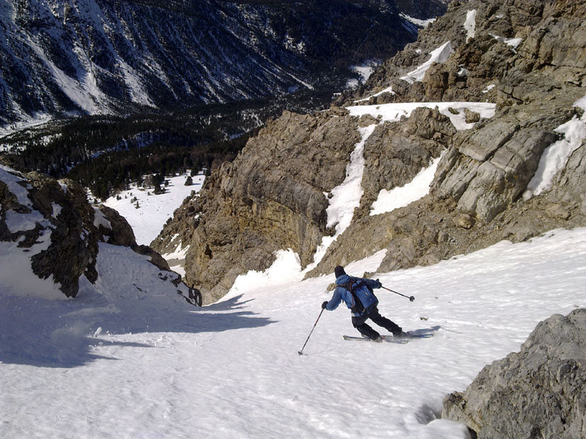 Couloir SW de Chaude Maison : Juste au dessus de l'étranglement