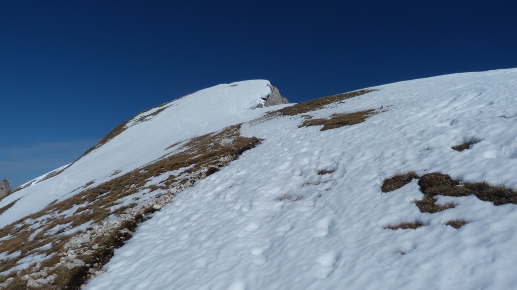 Montée au Grand Veymont : Même sur la crête peu de passages sans neige