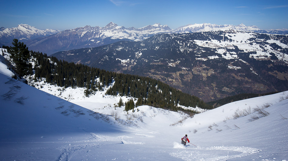 Vers le Chalet du Merdaret : ski grand large