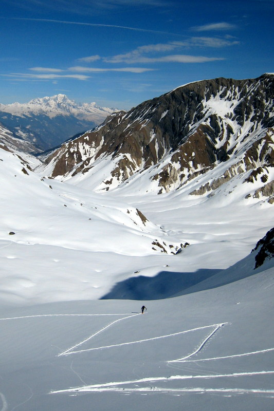 Trace sur fond de Mt Blanc : Que du bonheur, on n'a même pas trop chaud!