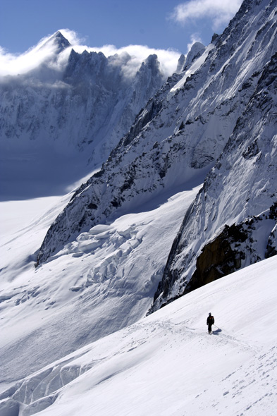 Glacier des Rognons : Près du rognon 2866m, avant de plonger sur le glacier d'Argentière.
