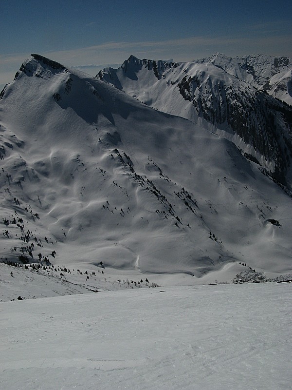 Jolie face de la Pte des Arces : Jolie combe face de la pointe des Arces! Le chalet d'Armène sur la pente à droite