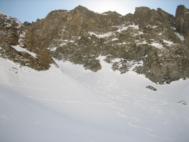 col de la portette : la descente du col de la portette en poudre