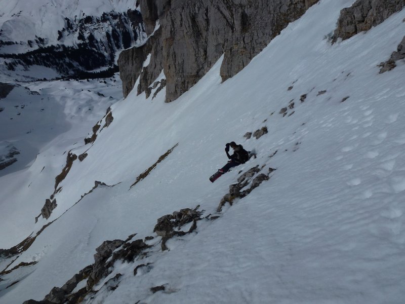 Couloir SW : Chaussage pleine pente pas très commode