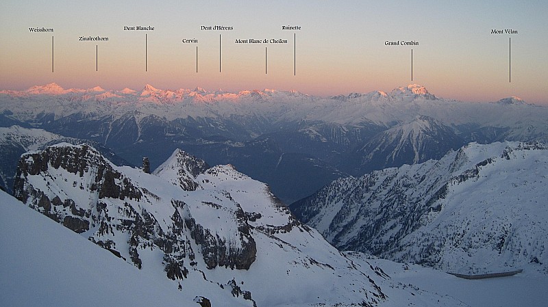 Tour Sallière : coucher de soleil sur le Valais