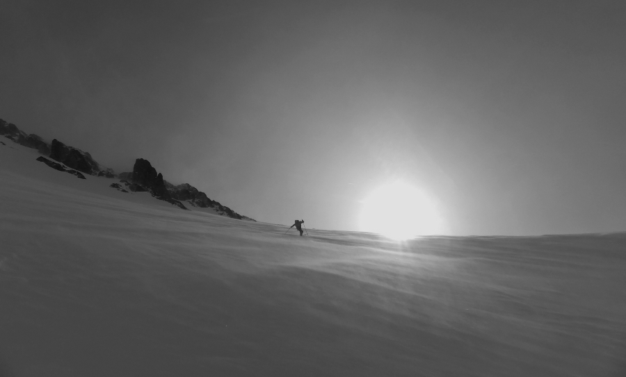 Arrivée au col : dans le vent