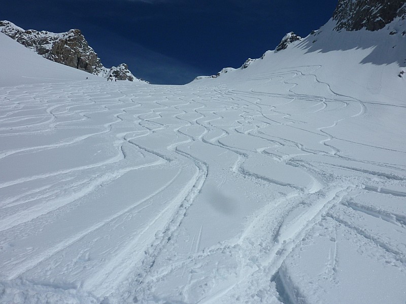 Col d'Argentière face W : Dans le haut, bonne poudreuse et de la place pour faire sa trace!