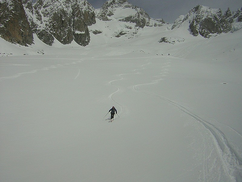 Col d'Argentière face W : Dans le bas.