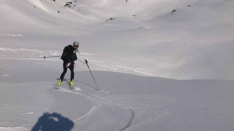 Vers le lac de la Colombière : Jérôme dans la meilleure descente du jour
