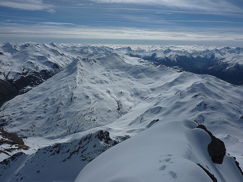 Pic de Rochebrune : Vue sur le petit frère, et le mauvais du côté de l'italie aussi.