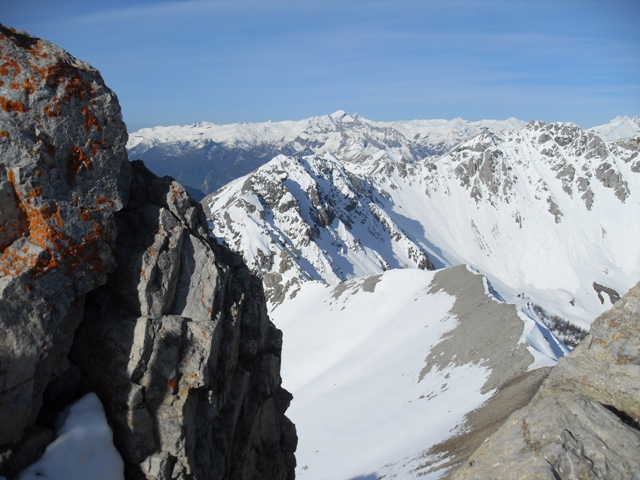 Vue sur les crêtes de Maravoise et les crêtes du grand Clausis.