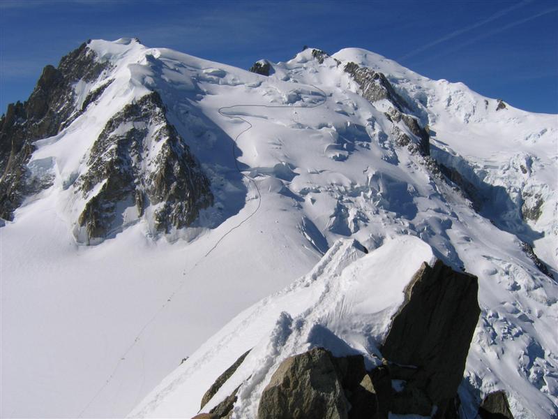 Mont Blanc du Tacul : Itinéraire réalisé en piolet-crampon à la montée.