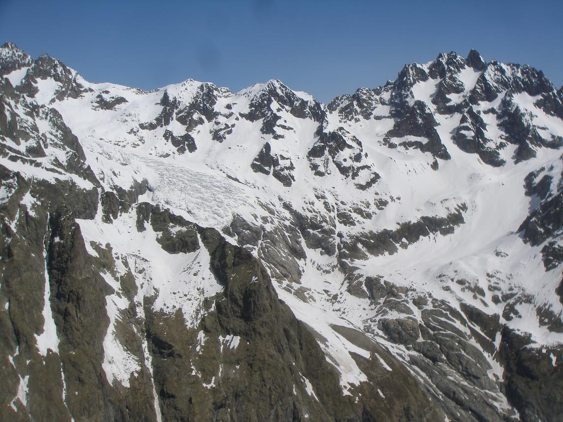 conditions du glacier blanc : du sommet de la bosse