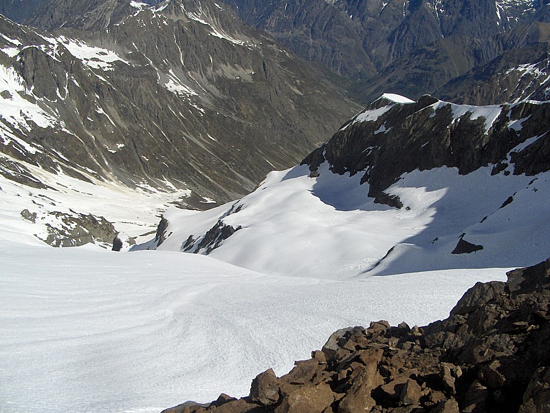 Col de Malcros : Vue sur la partie orientale du glacier de l'Aup