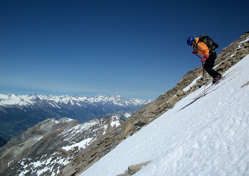 départ ski : sous le sommet, bon grip