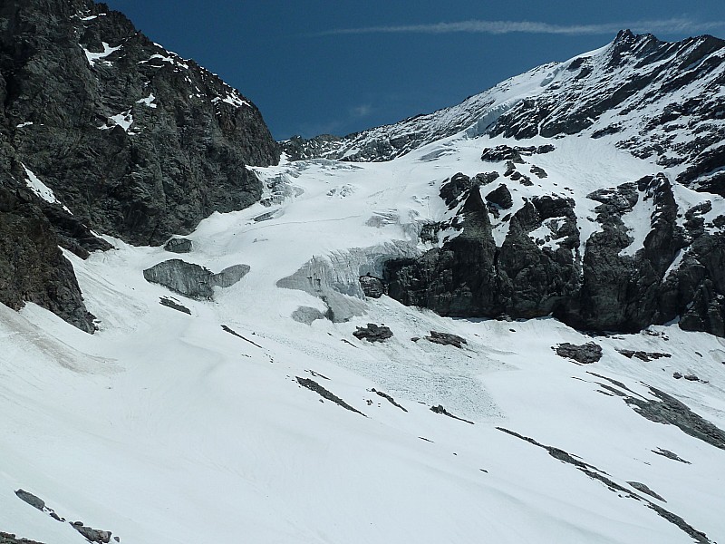 Mont Pourri versant Geay : vue prise depuis la moraine