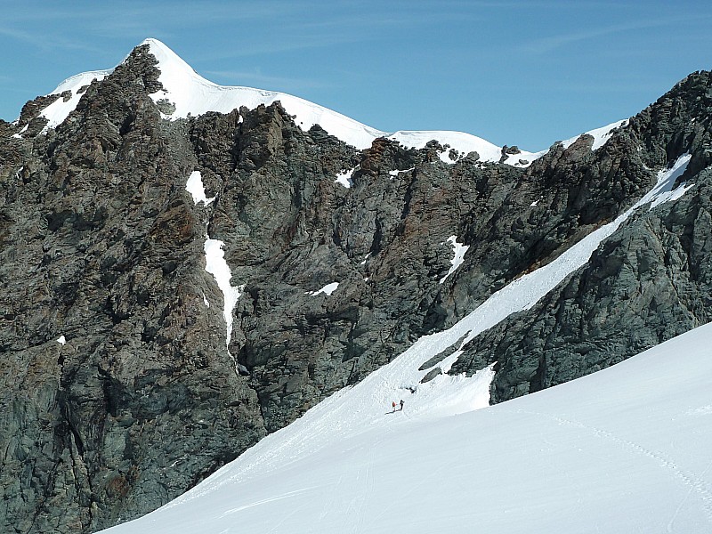 Col des Roches : En montant au Pourri, coup d'oeil dans le rétro sur les pentes sous le Col des Roches