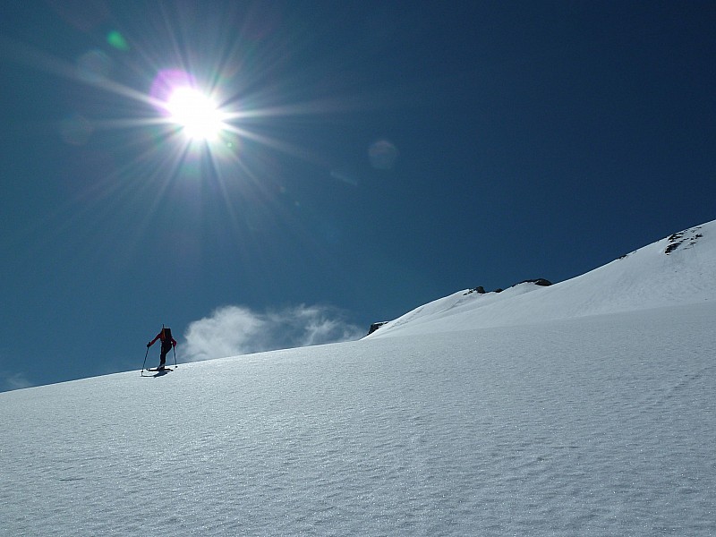 Approche du sommet : Neige bien lisse et dure