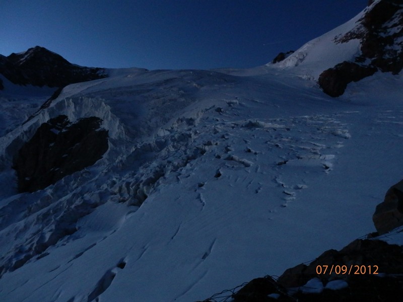 Les conditions au soir : Crépuscule sur le Glacier du Lys