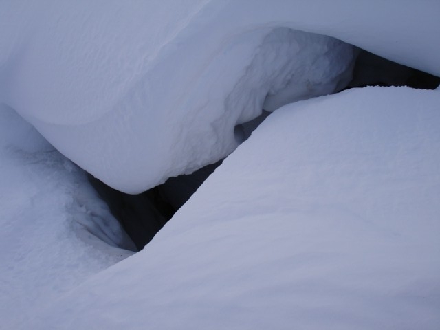 Crevasse : Petit glacier, mais quelques crevasses