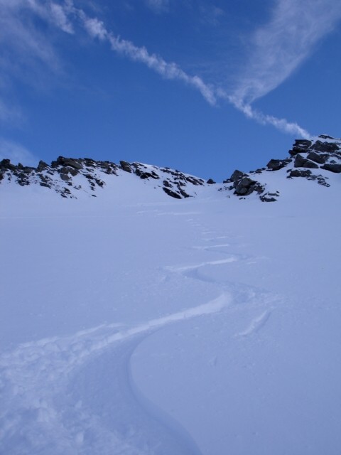 Sur le glacier : Sympathique le début de la descente ...