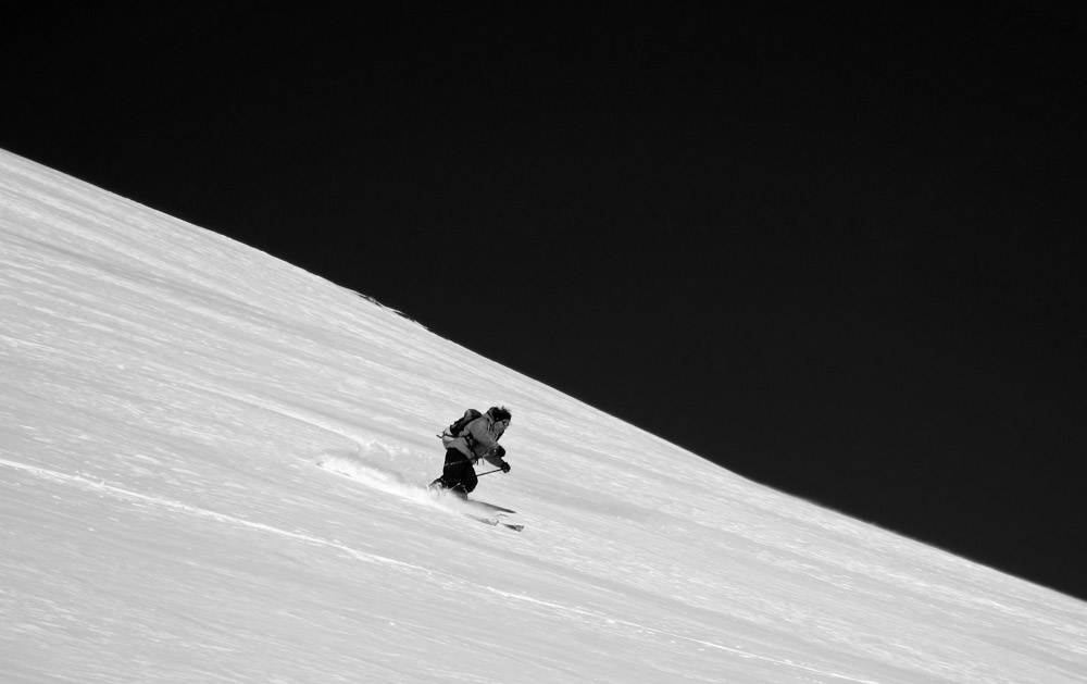 Le pic de la Calabasse : Christian profite de la poudre sommitale