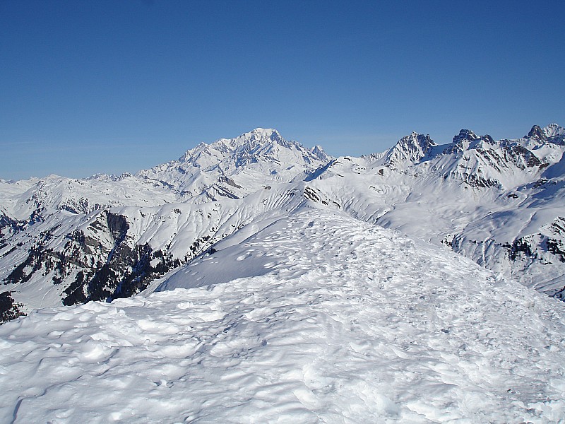 sommet de la pointe du Riondet : superbe vue vers le Mont Blanc