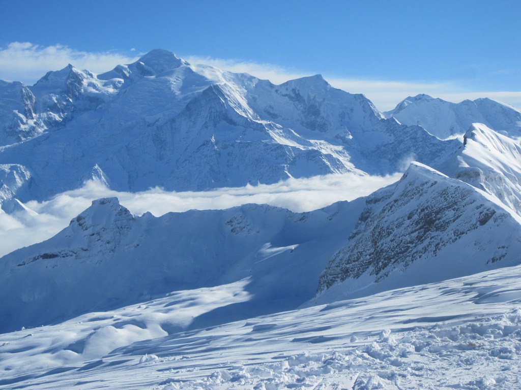 Vue sur le Mont Blanc : Depuis l'arrivée du téléphérique des Grandes Platières