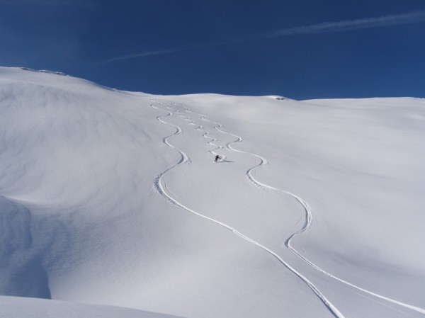 La quintessence de la vie : Et la descente en a que plus de saveur...
Immagine ce que ça doit être, toi, pauvre héliskieur...