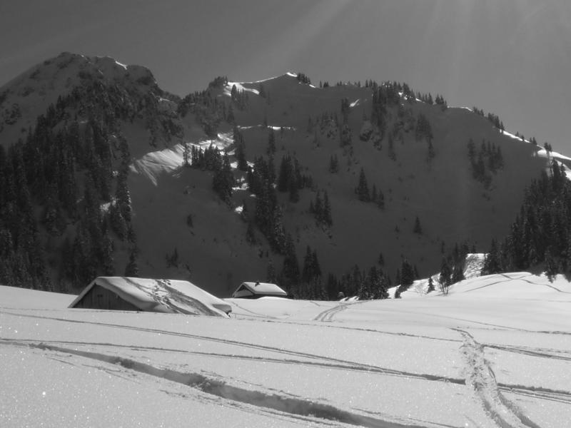 vue d'ensemble : Pointe d'Auvellaire vue depuis les chalets de Pététoz